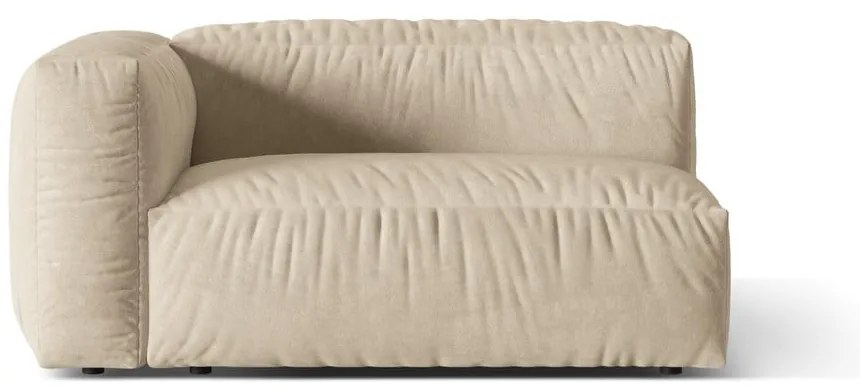 Modul pentru canapea modulară bej cu tapițerie din catifea (cu colț pe partea stângă) Martina – Micadoni