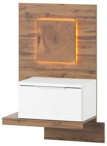 Noptiera cu 1 sertar Livorno 68 Oak / White, l60xA35xH100 cm