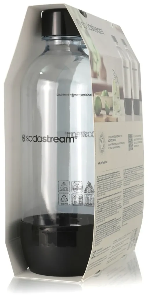 Set 2 sticle carbonatare, plastic, 1L, AlbNegru Sodastream 1042202400