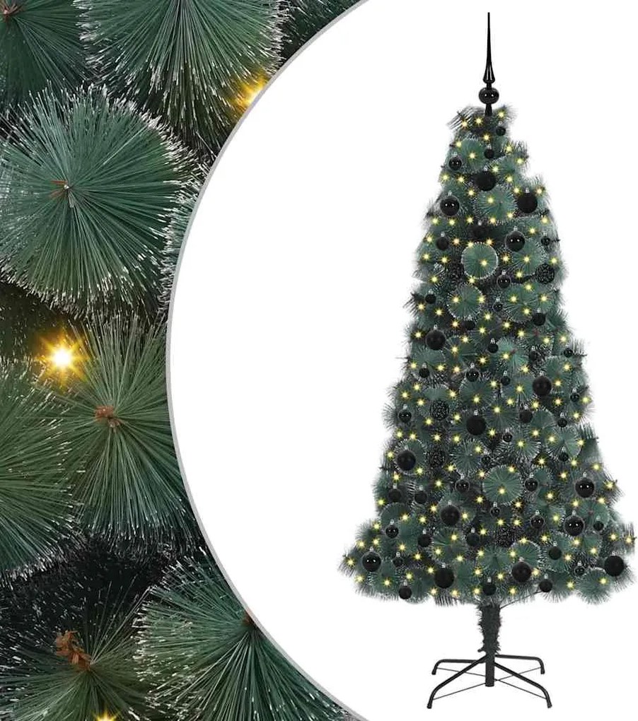 vidaXL Pom de Crăciun artificial cu lumini și set de globuri 180 cm