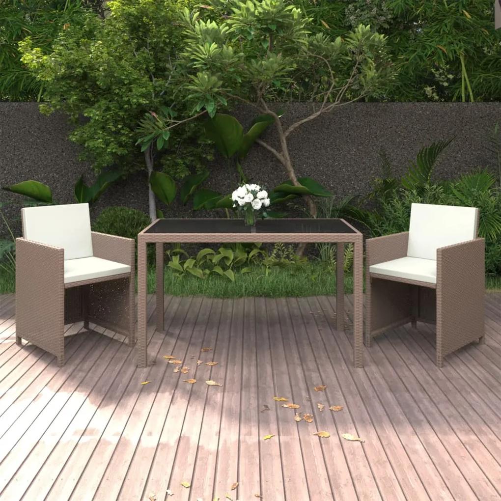 3095494 vidaXL Set mobilier de grădină cu perne, 3 piese, bej, poliratan
