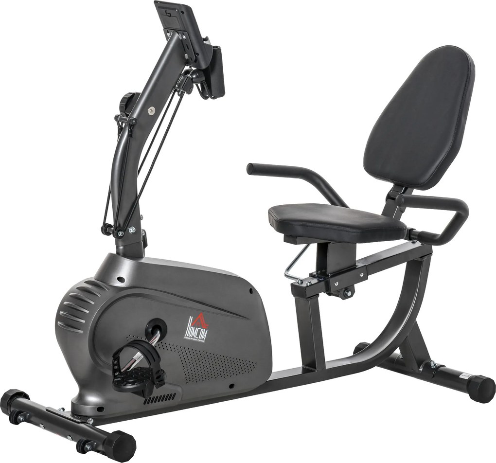 HOMCOM Bicicletă Magnetică Orizontală Scaun Reglabil și Elastice pentru Brațe | Aosom Romania