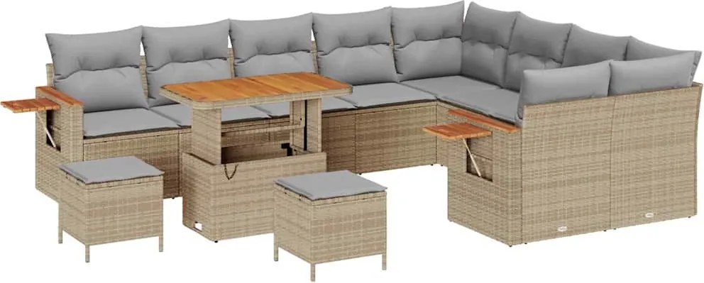 vidaXL Set de canapele pentru grădină 12 pcs Beige și gri deschis