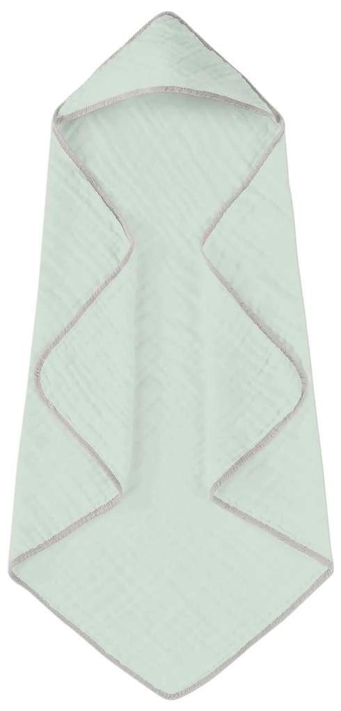 Prosop bebelus cu gluga din muselina patru straturi  80x80 cm Kidizi Light Mint, 100% bumbac delicat si absorbant