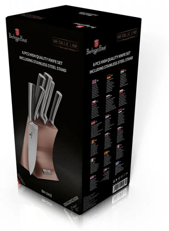 Set cutite otel inoxidabil (6 piese) Rose Gold (Cupru) Metallic Line Berlinger Haus BH 2451