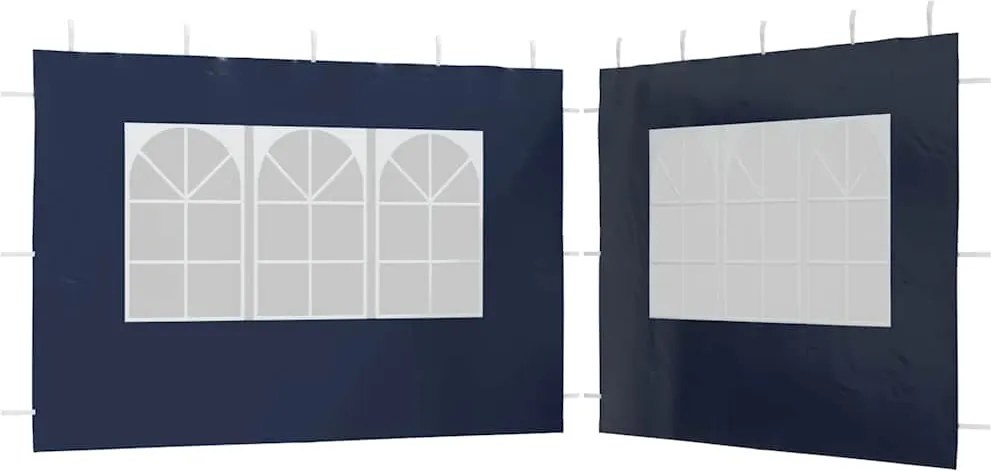 vidaXL Perete lateral cort petrecere 2 buc albastru PE cu fereastră