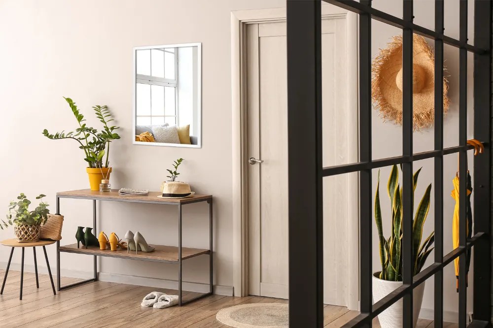 Oglinda decorativa dreptunghiulara cadru din MDF alb 70x50 cm