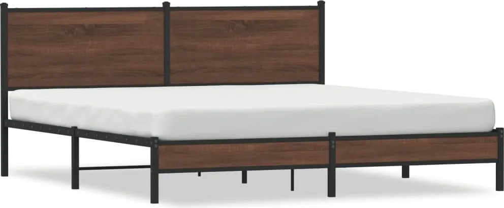 vidaXL Cadru de pat metalic fără saltea, stejar maro, 183x213 cm