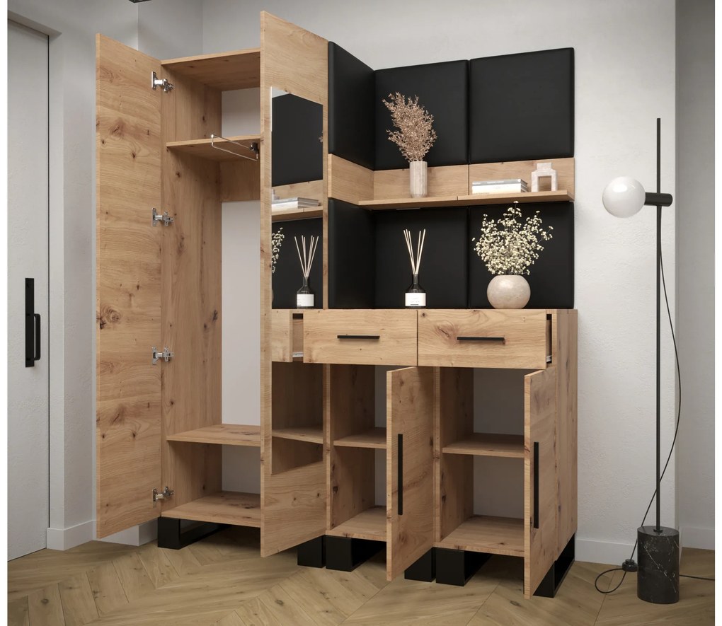 Set mobilier pentru hol Amanda 15 (Stejar artisan + bej). 1085983