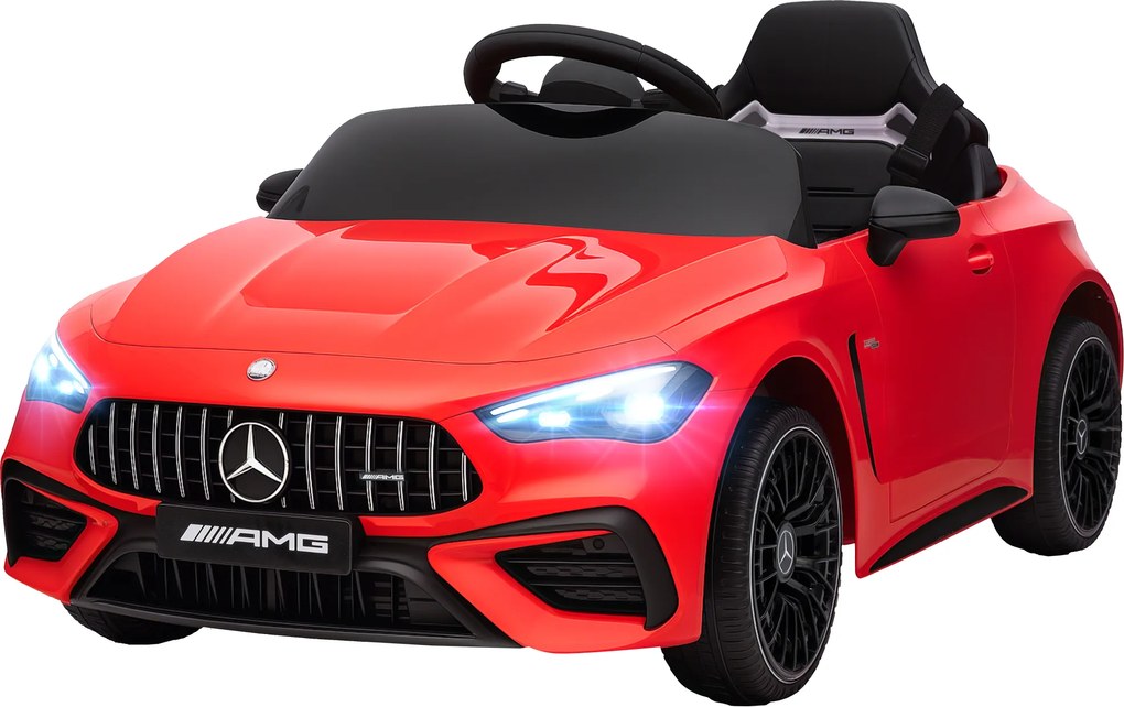 AIYAPLAY Mașină electrică pentru copii, Mercedes-Design, motoare 12V, telecomandă, lumini LED, muzică, pentru copii 3-6 ani, Roșu | Aosom Romania