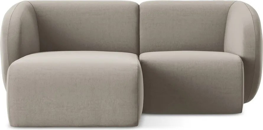 Colțar maro deschis cu tapițerie din catifea (cu colț pe partea stângă/cu șezlong) Lani – Makamii