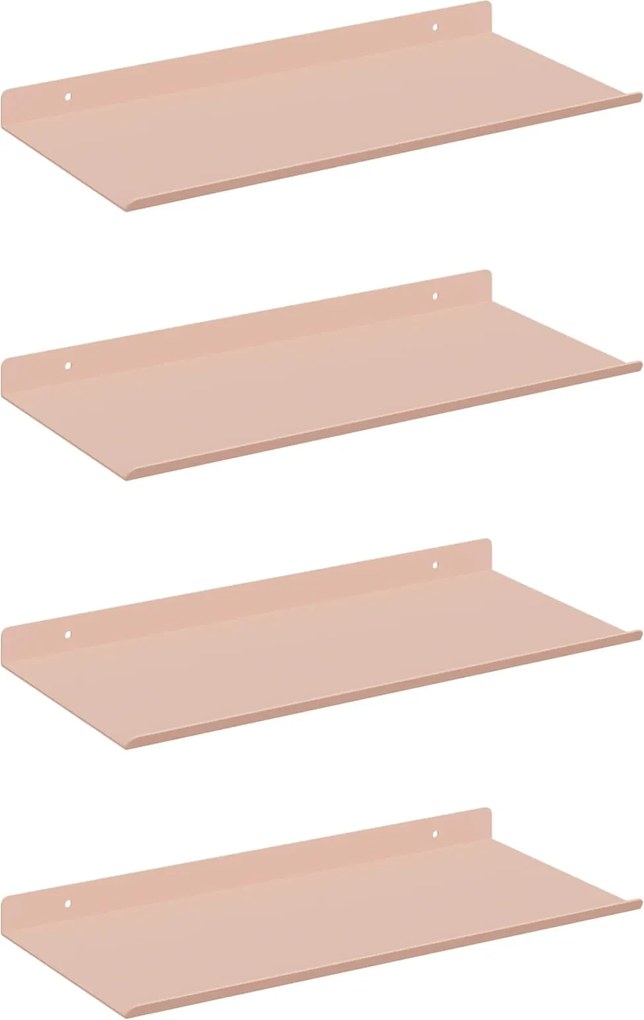 vidaXL Raft suspendat Pe perete 4 pcs Roz 40 x 18 x 2,5 cm Oțel