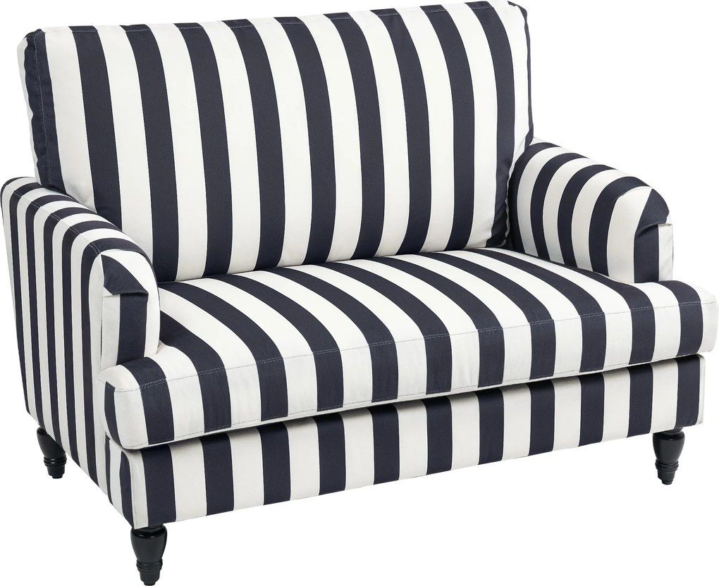 HOMCOM Fotoliu de Living cu Șezut Larg și Cotiere Lungi, Fotoliu din Catifea cu Dungi și Umplutură Groasă, 115x82x82 cm, Negru și Alb | Aosom Romania