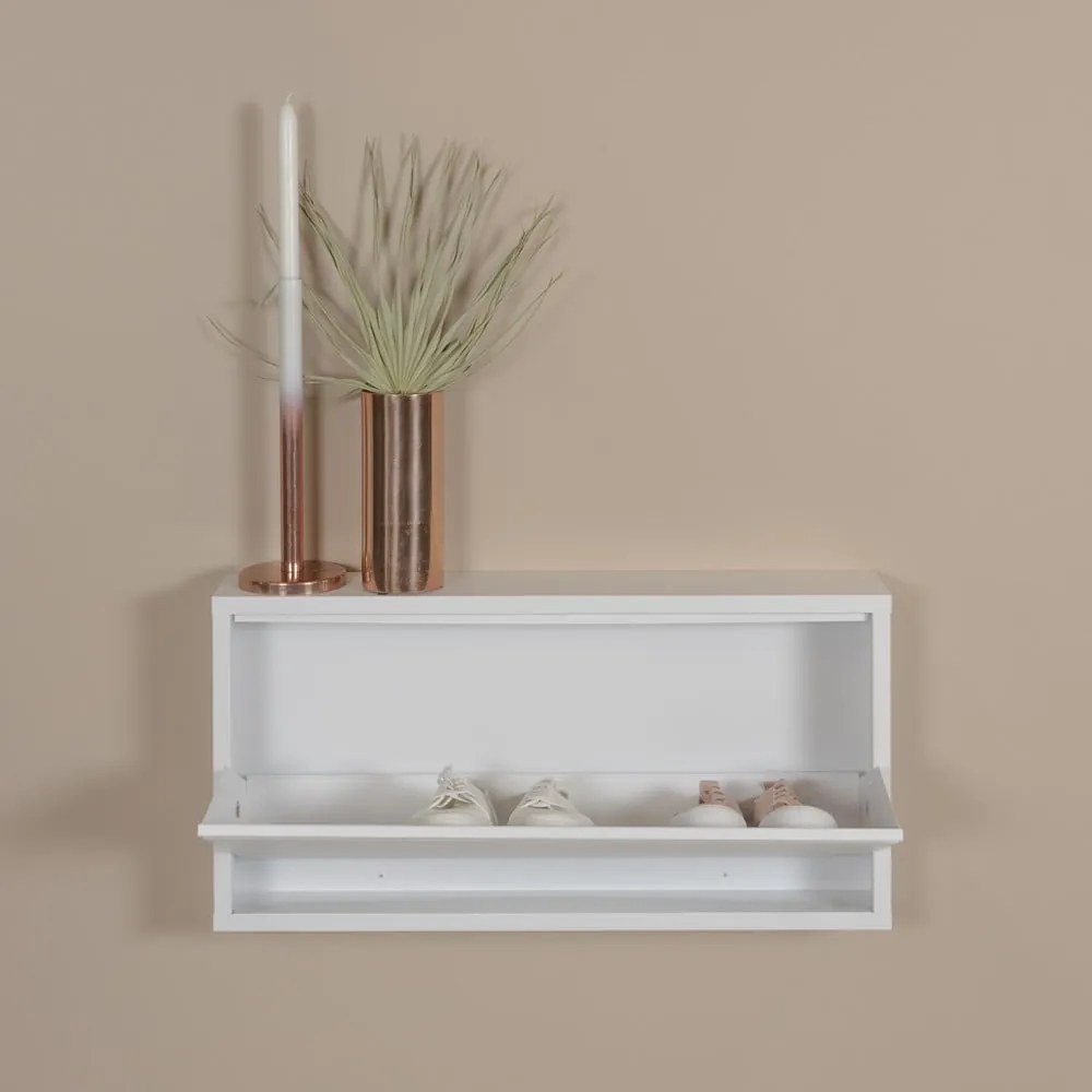 Pantofar alb cu deschidere înclinată din metal 75x37,5x12,5 cm Billy – Spinder Design