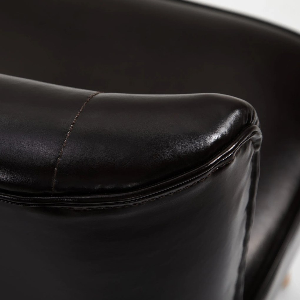 HOMCOM Canapea moderna din material imitatie de piele cu 2 locuri fara brate, structura si picioare din lemn, 117x56,5x77cm maro inchis 