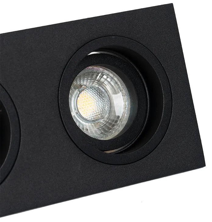 Spot integrat pătrat negru reglabil cu 2 lumini - Chuck