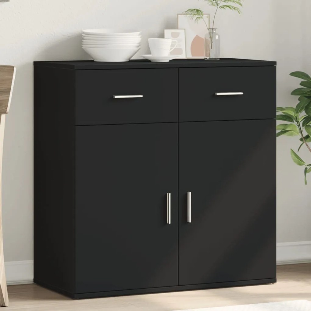 840521 vidaXL Servantă, negru, 79x38x80 cm, lemn prelucrat