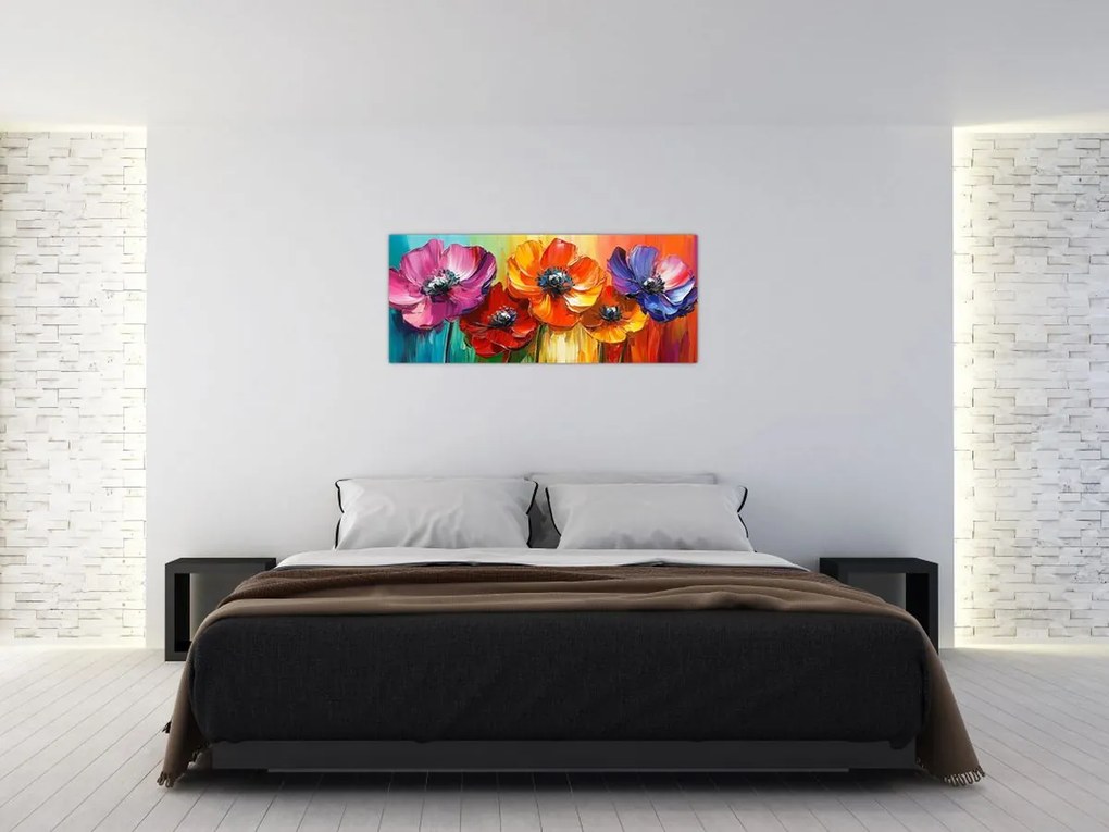 Tablou - Cinci flori colorate (120x50 cm)