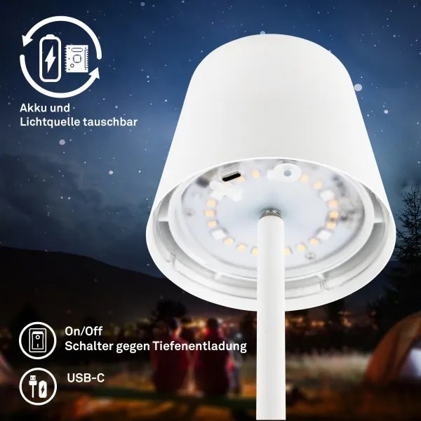 Briloner 7517016 - Lampă de masă LED RGB dimmabilă CILANO 3W/5V IP44 2000 mAh albă