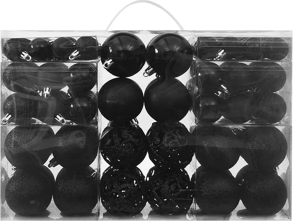 vidaXL Set globuri de Crăciun, 100 piese, negru