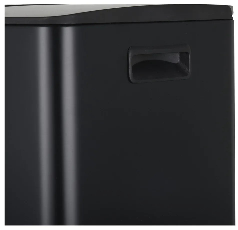 Coș de gunoi negru mat pentru reciclare/cu pedală 2x30 l din oțel Aliya – Spirella