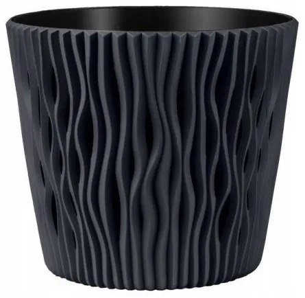 Ghiveci decorativ de flori, rotund, antracit, 15.8x13.8 cm, Sandy Round