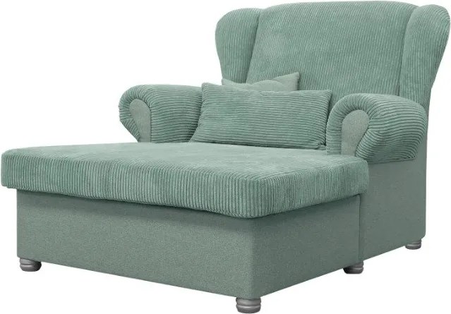 Șezlong verde mentă cu tapițerie din catifea reiată Lord – Ropez