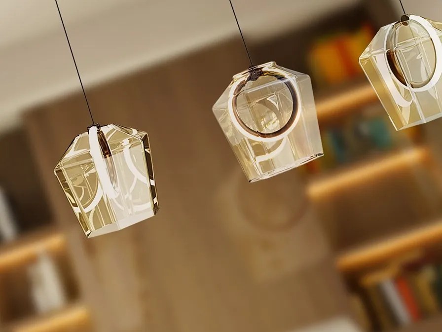 Lustra cu 4 pendule LED design decorativ Ingrid 4L champagne