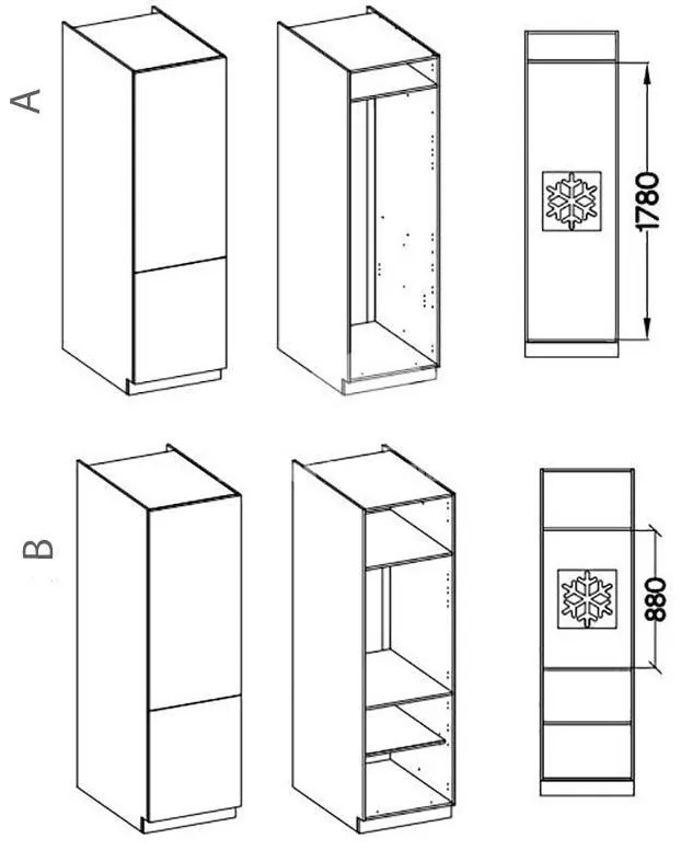 Dulap de bucătărie pentru alimente Lucid 60 LO 210 2F (claygrey + alb). 1045465