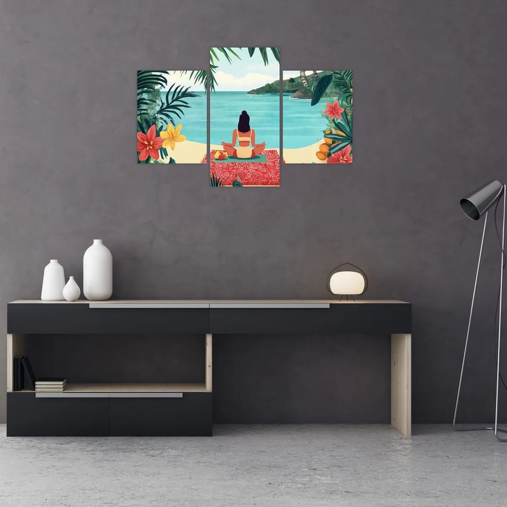 Tablou - Yoghiniță pe plajă (90x60 cm)