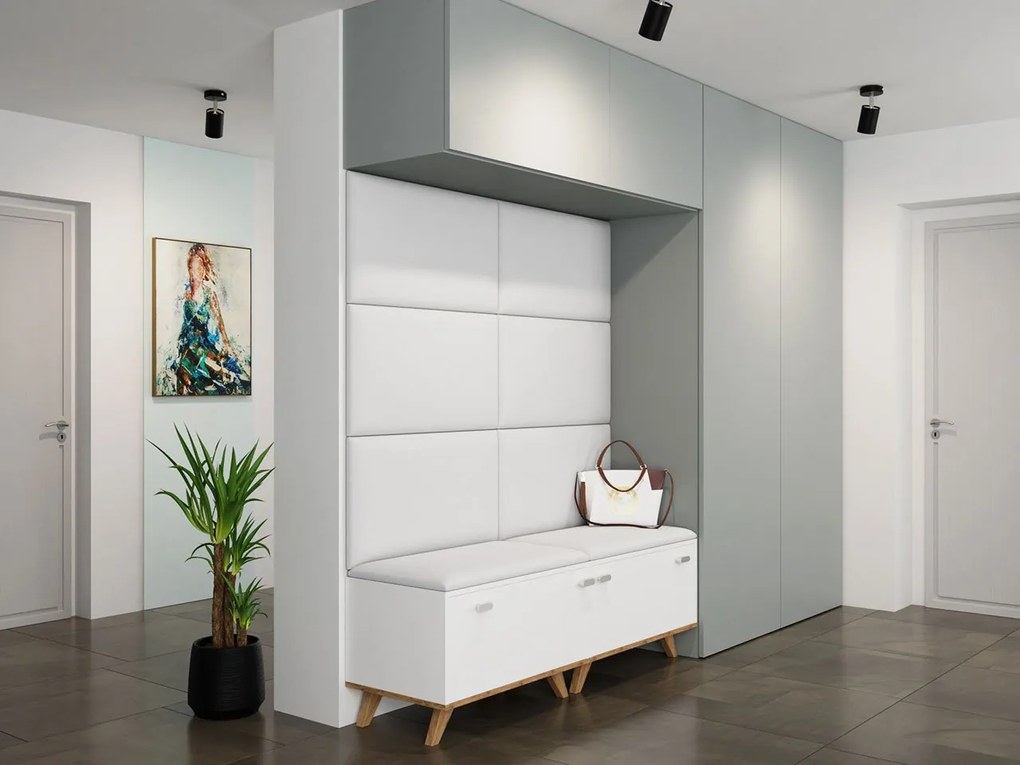 Panou de perete tapițat Pazara 70x40 (piele ecologică soft 017 (Alb). 1054351