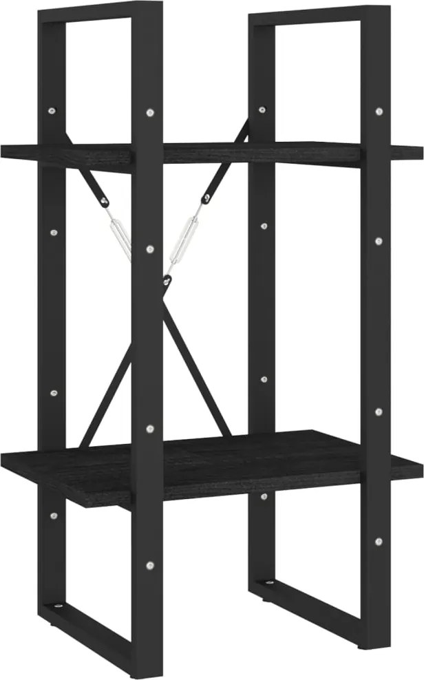 vidaXL Bibliotecă cu 2 rafturi, negru, 40x30x70 cm, lemn masiv de pin