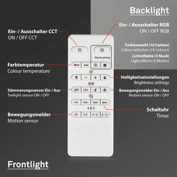 Plafonieră LED RGB dimabilă cu senzor Briloner 3227-015 LED/24W/230V + telecomandă