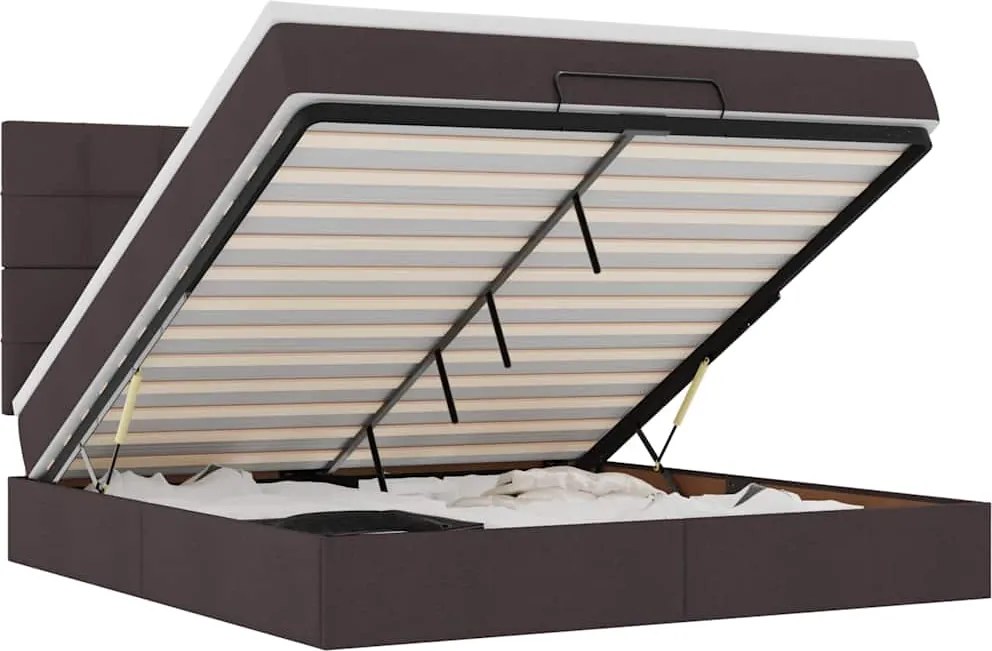 vidaXL Cadru de pat otoman cu saltea țesătură maro închis 160x200cm
