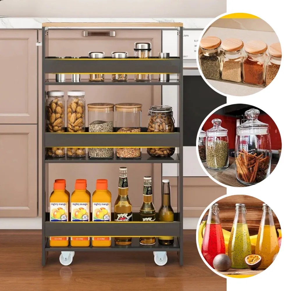 Raft de depozitare pe 4 niveluri, cu rafturi deschise, gri