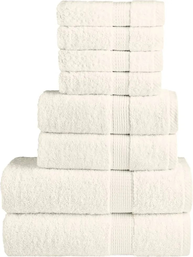 vidaXL Set de prosoape premium SOLUND, 8 piese, crem, 600 g/m²
