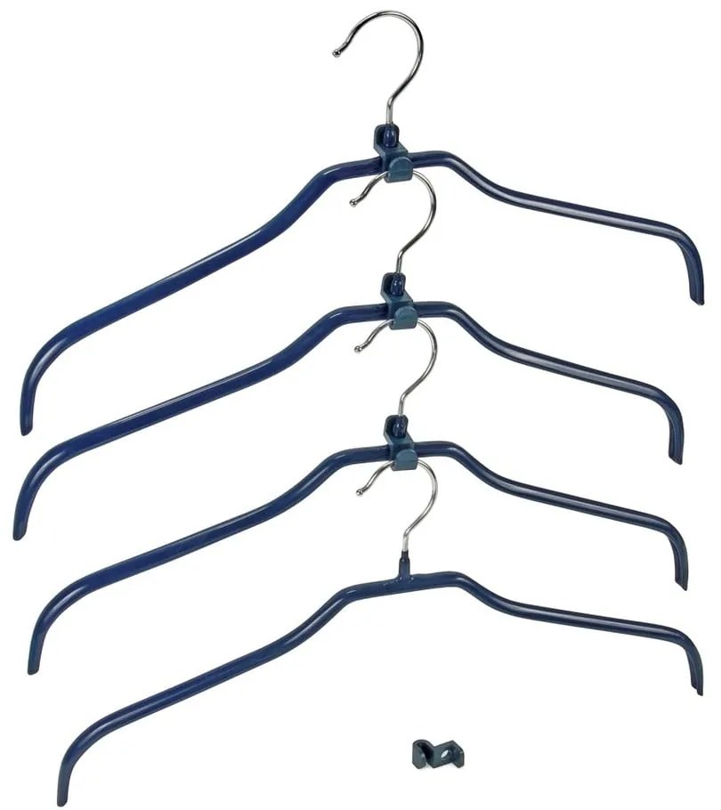 Set 4 umerașe antiderapante pentru haine și suporturi Wenko Hanger Slim, albastru