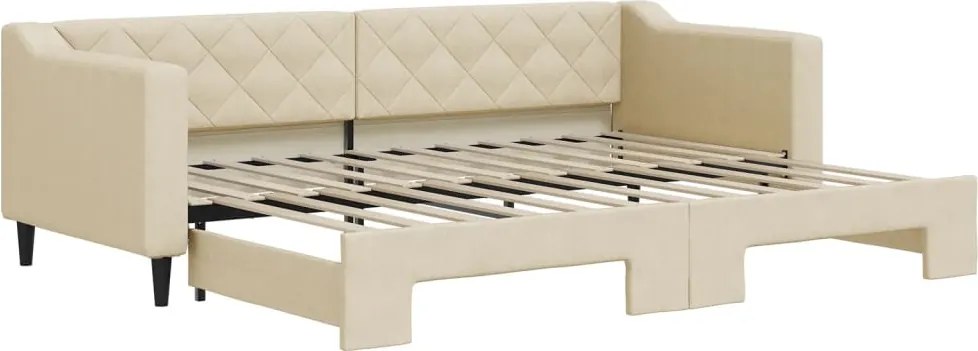 vidaXL Pat de zi cu extensie, crem, 80x200 cm, textil