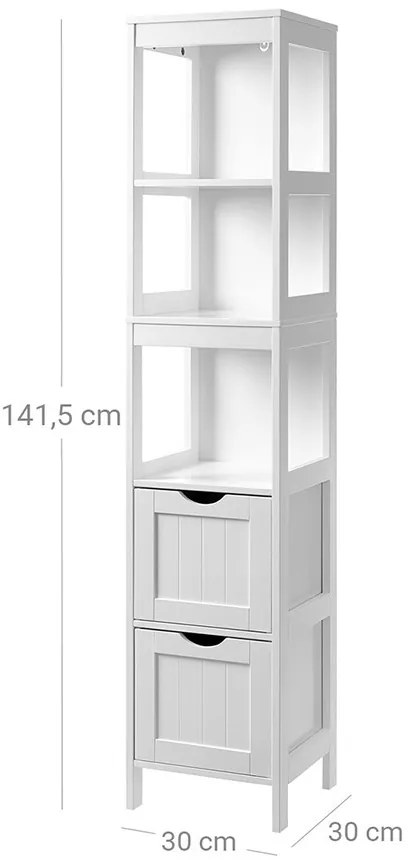 Dulap de depozitare cu 3 rafturi și 2 sertare 30x30x141.5cm