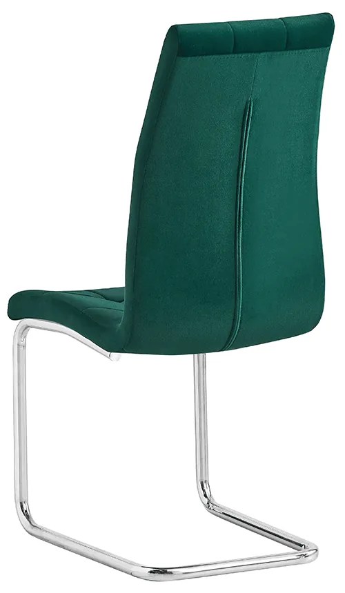 Scaun de masă, ţesătură de catifea smarald / crom, SALOMA NEW