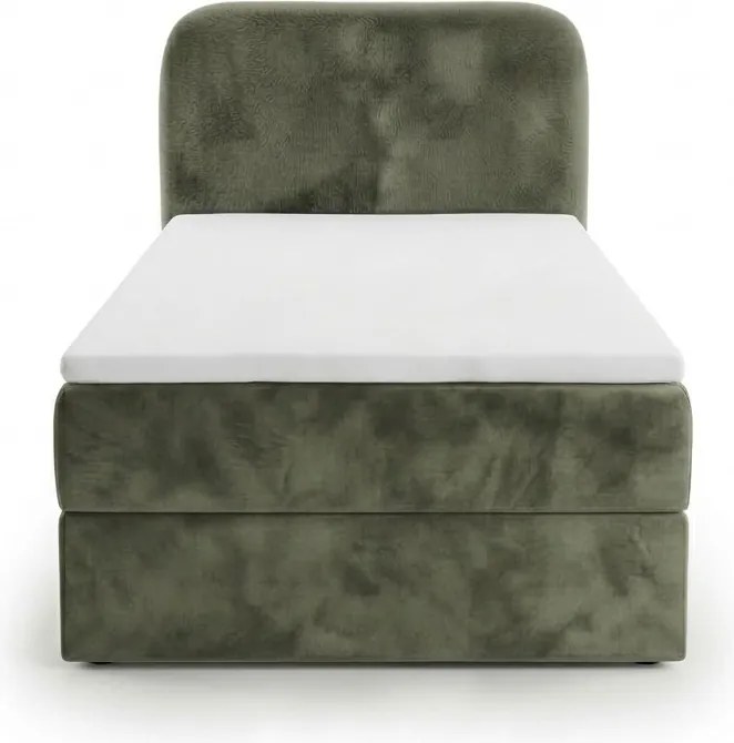 Pat tapitat boxspring FORENA 90x200 cm verde inchis Saltea: Saltea cu arcuri Bonell