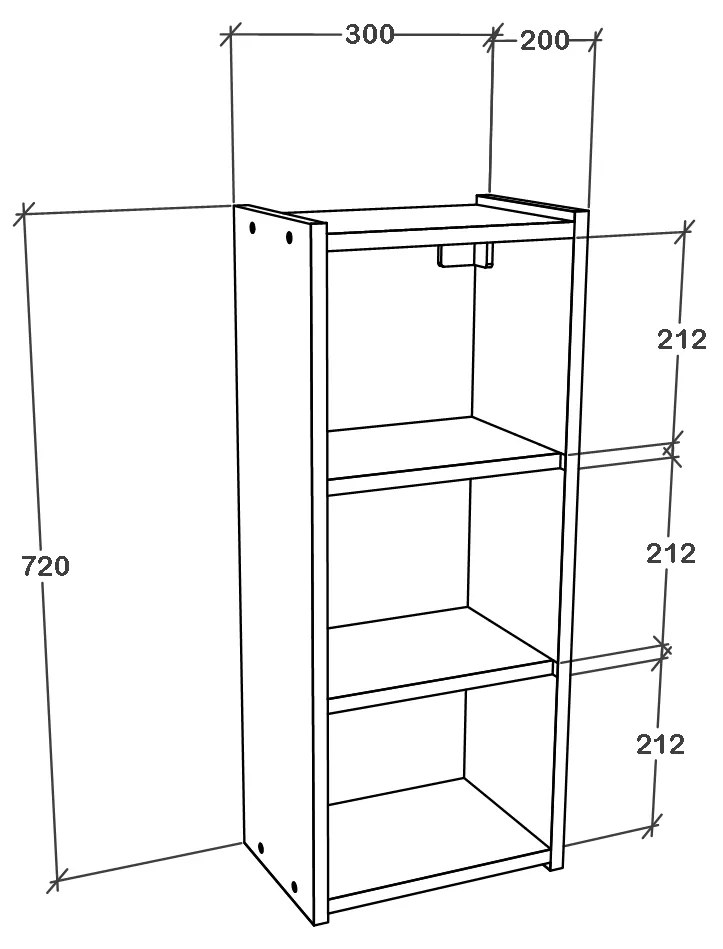Corp Baie Zed, Suspendat, 1 Usa, cu oglinda, Alb, 30 x 22 x 72 cm