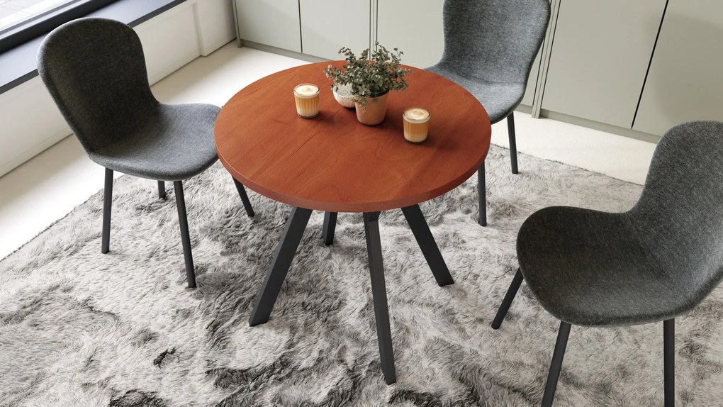 Mazzoni ALMO 80 Calvados/picioare negre - MASĂ ROTUNDĂ CU PICIOARE Y LOFT/INDUSTRIAL PENTRU BUCĂTĂRIE LIVING SAU SUFRAGERIE