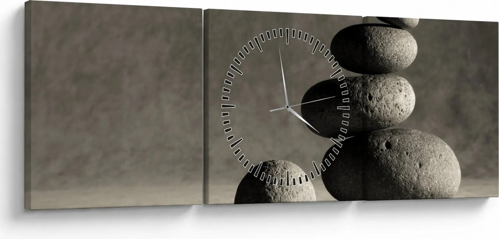 Tablou - Pietre gri (cu ceas) (90x30 cm)