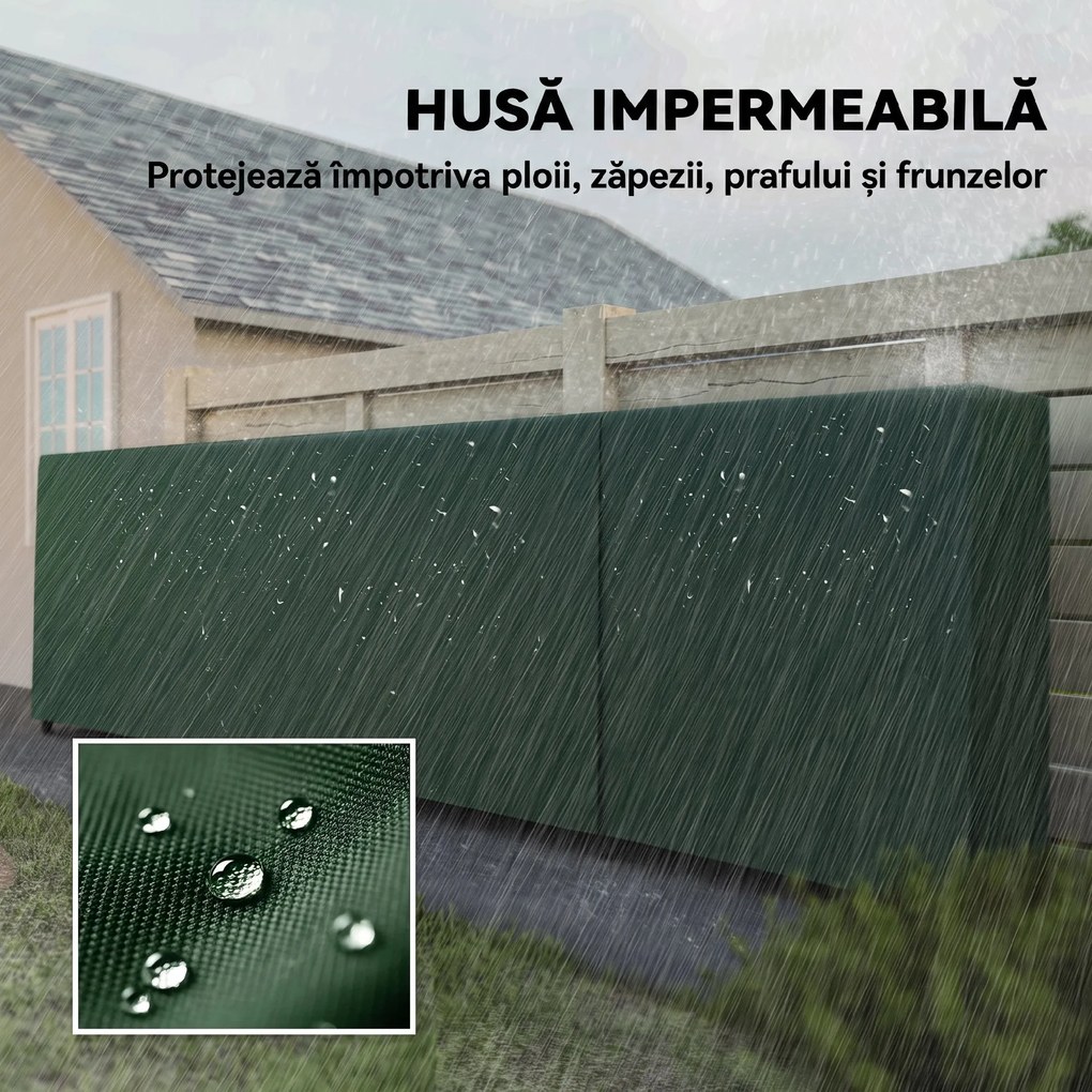 Outsunny Suport pentru Lemne 1 m³, Reglabil, cu Husă Impermeabilă din PE, Metal, 360 x 36 x 99 cm, Negru și Verde Închis | Aosom Romania