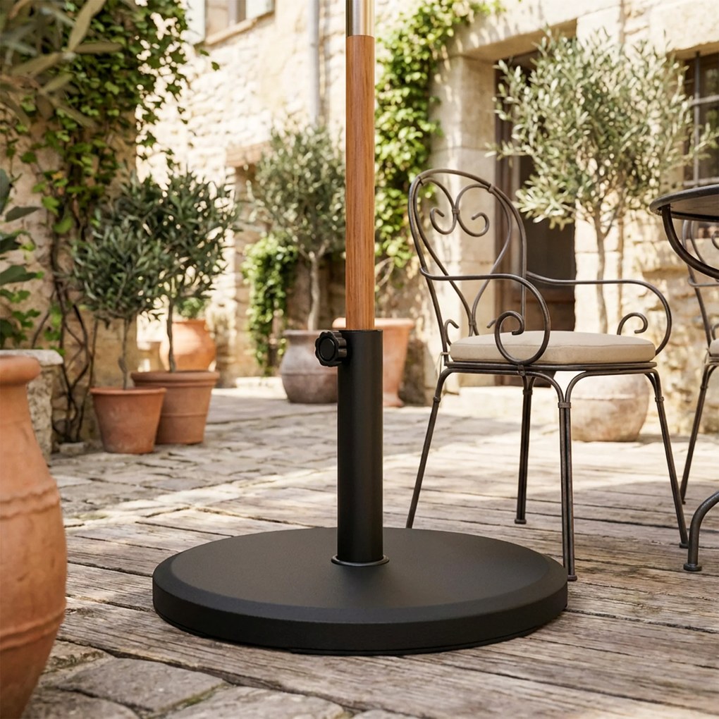 Outsunny Suport pentru parasol din ciment 13 kg, suport rotund pentru umbrelă pentru parasolar 34mm/38mm/48mm diametru tub, negru | Aosom Romania