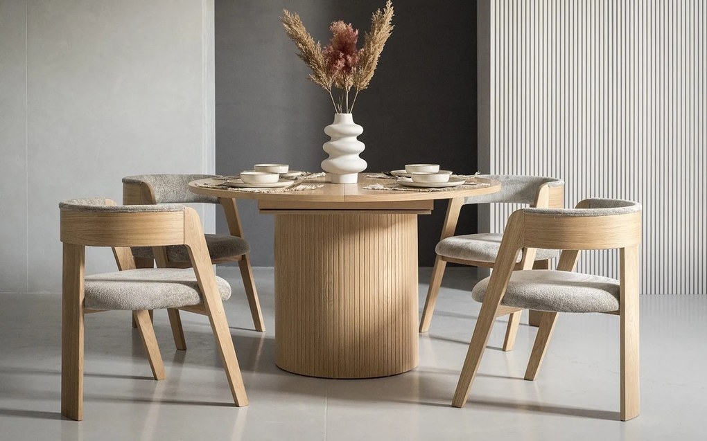 Set lemn masiv Dining Miami I Masa Rotunda + 4 Scaune
