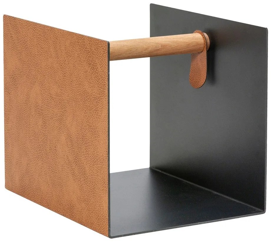 Cutie de depozitare neagră/în culoare naturală din metal și din piele ecologică decorativă 32x38x31 cm Bull – LIND DNA