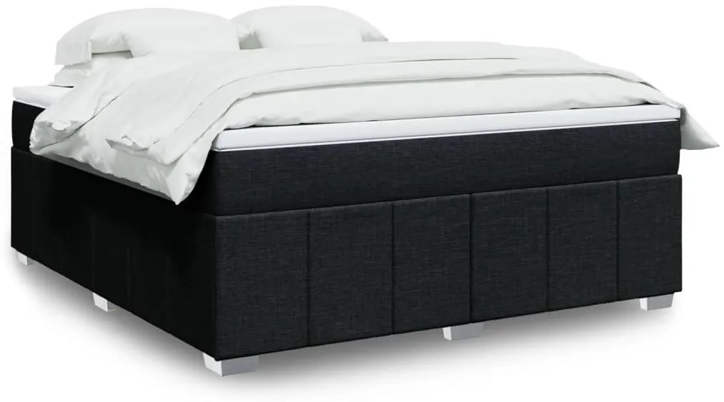 vidaXL Pat box spring cu saltea, negru, 180x200 cm, catifea