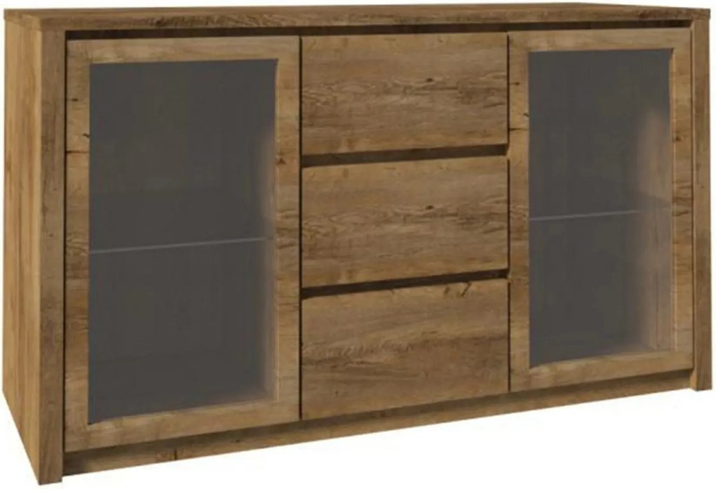 Comoda MONTANA K2D, PAL, stejar lefkas inchis, 140x43x80 cm